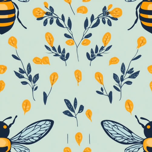 Bee and Leaf Pattern Illustration Bee and Leaf Pattern Illustration thumbnail