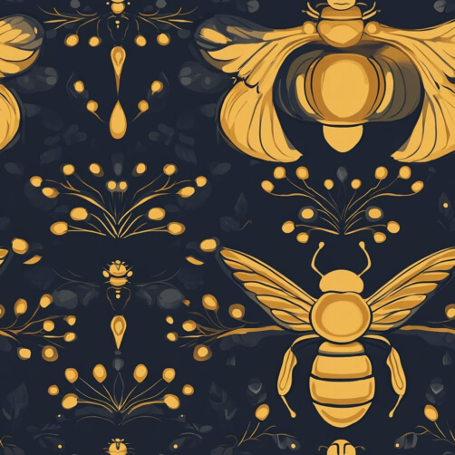 Stylized Bee and Floral Pattern Stylized Bee and Floral Pattern thumbnail