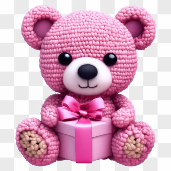 Urso Rosa Baixe Urso de Pelúcia Rosa de Crochê com Caixa de Presente Cartoons ...