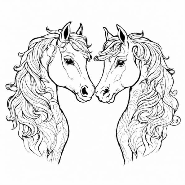 Download Illustration of Two Horses Facing Each Other Coloring pages ...