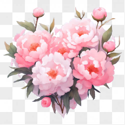 Kawaii Heart-shaped Bouquet of Pink Peonies Patterns Kawaii Heart-shaped Bouquet of Pink Peonies Patterns thumbnail