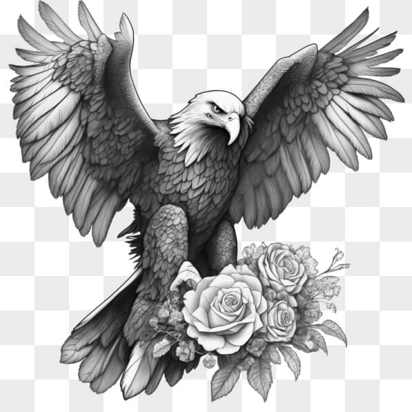 Download Detailed Illustration of an Eagle with Roses Sketches Online ...