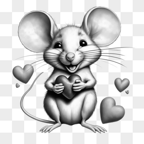 Sticker Raton Con Corazon Descarga Linda ratón de dibujos animados sosteniendo un corazón Bocetos ...