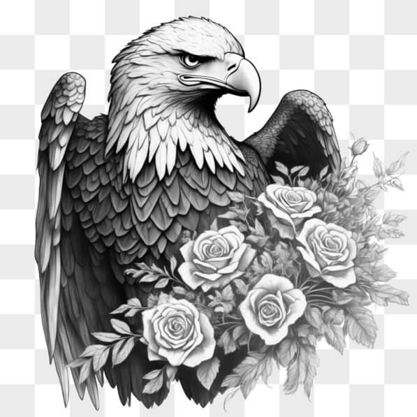 Download Illustration of Eagle with Roses Sketches Online - Creative ...