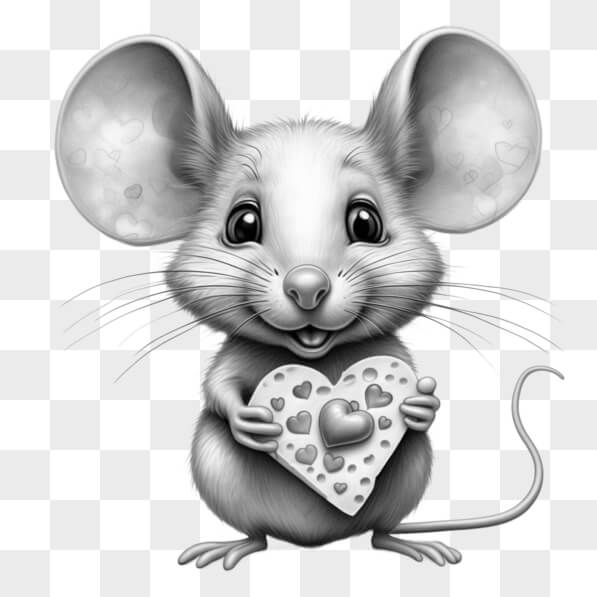 Sticker Raton Con Corazon Descarga Linda ratón de dibujos animados sosteniendo una galleta en ...