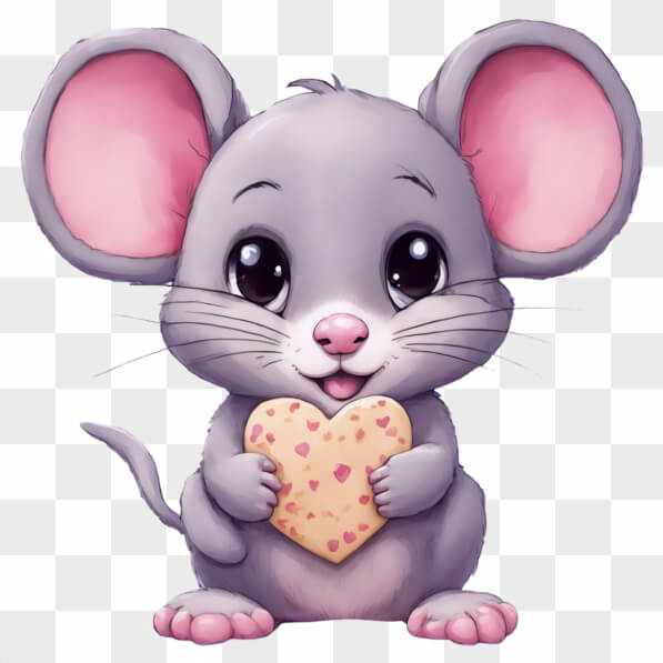 Sticker Raton Con Corazon Descarga Linda ratón de dibujos animados sosteniendo una galleta en ...