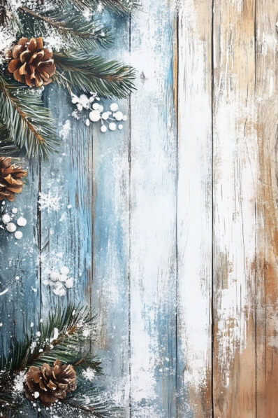 Download Winter Pine and Snow on Rustic Wood Backgrounds Online ...