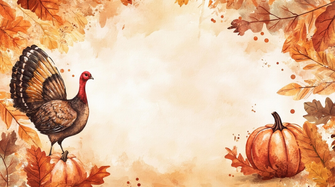 Download Thanksgiving Turkey with Autumn Leaves and Pumpkins ...