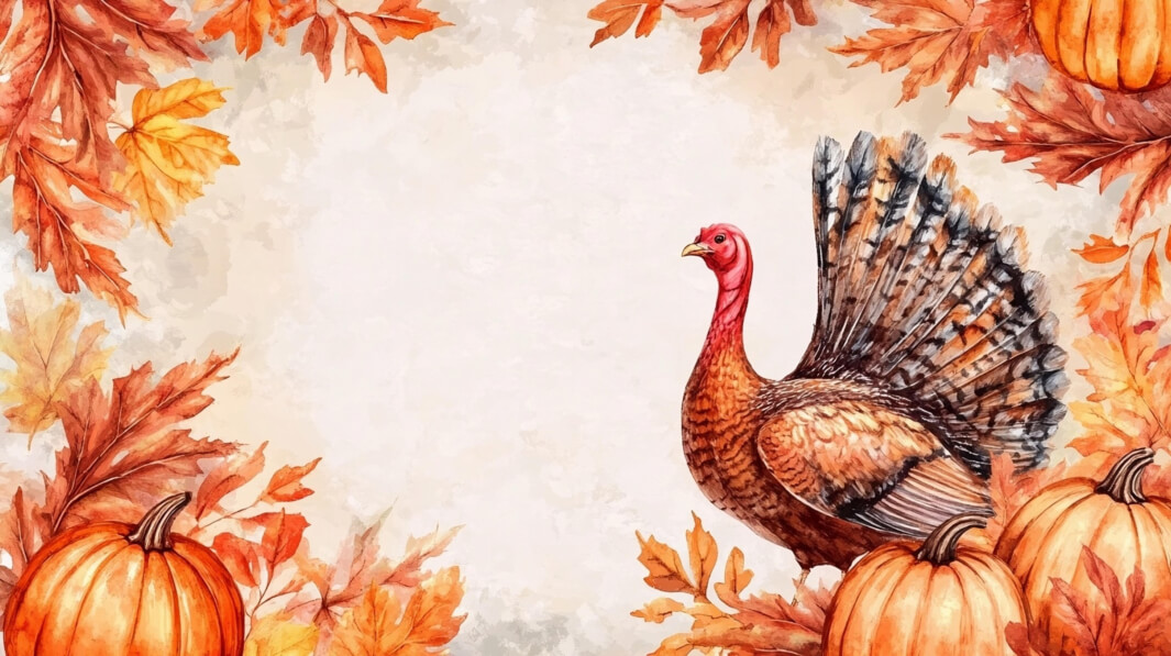 Download Thanksgiving Turkey with Autumn Leaves and Pumpkins ...