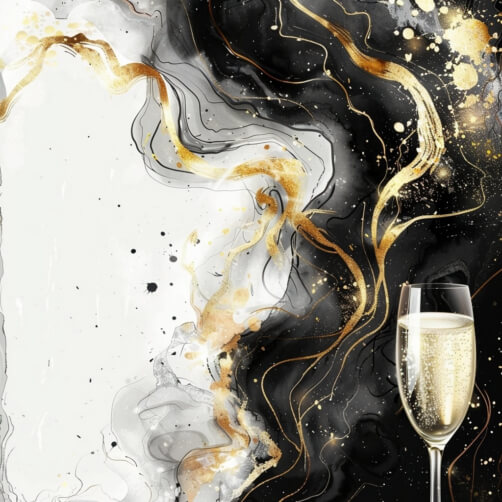 Abstract Gold and Black Design with Champagne Glass Abstract Gold and Black Design with Champagne Glass thumbnail