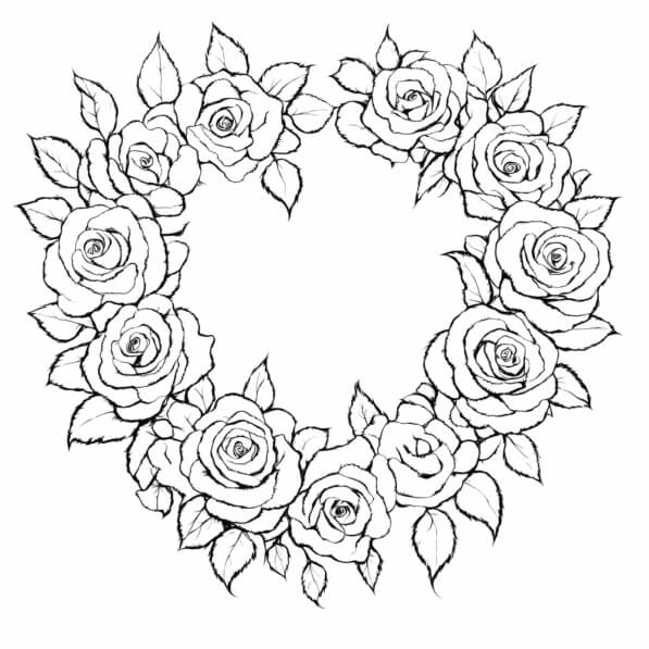 Download Circular Rose Wreath Illustration Coloring pages Online ...