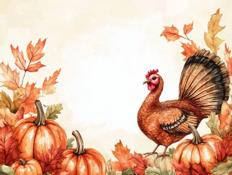 Download Thanksgiving Turkey with Pumpkins and Autumn Leaves ...