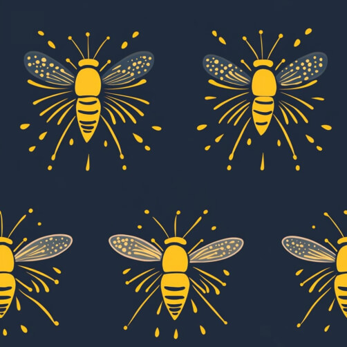 Stylized Bees Pattern on Dark Background Stylized Bees Pattern on Dark Background thumbnail
