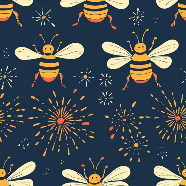 Cheerful Bee Pattern on Dark Background Cheerful Bee Pattern on Dark Background thumbnail