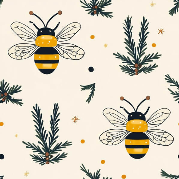 Whimsical Bee and Pine Pattern Whimsical Bee and Pine Pattern thumbnail