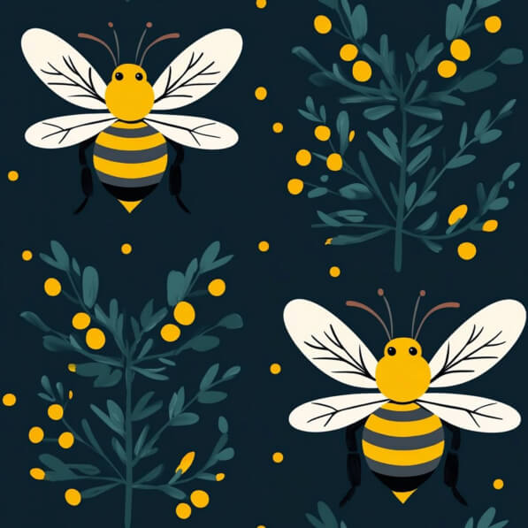 Stylized Bees and Foliage Pattern Stylized Bees and Foliage Pattern thumbnail