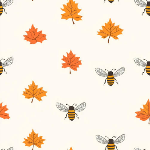 Autumn Leaves and Bees Pattern Autumn Leaves and Bees Pattern thumbnail