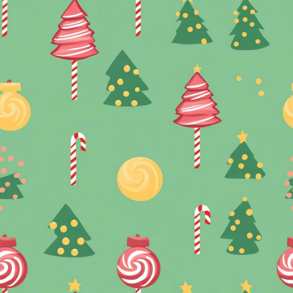 Download Festive Holiday Pattern with Christmas Trees and Candy ...