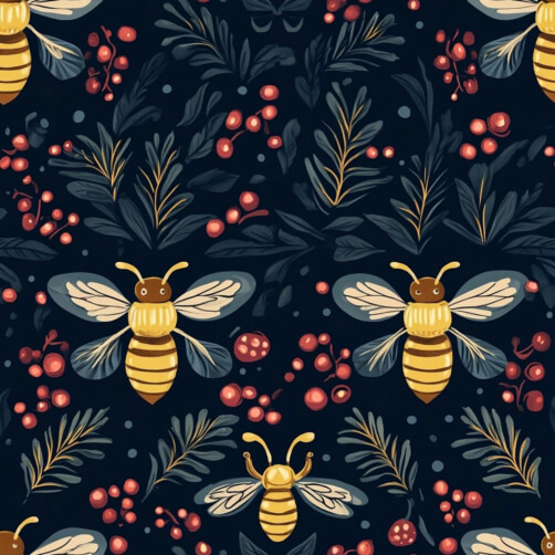 Whimsical Bee and Foliage Pattern Whimsical Bee and Foliage Pattern thumbnail