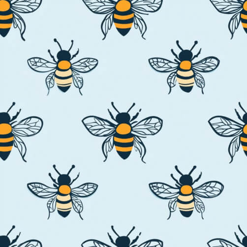 Pattern of Illustrated Bees on Light Blue Background Pattern of Illustrated Bees on Light Blue Background thumbnail