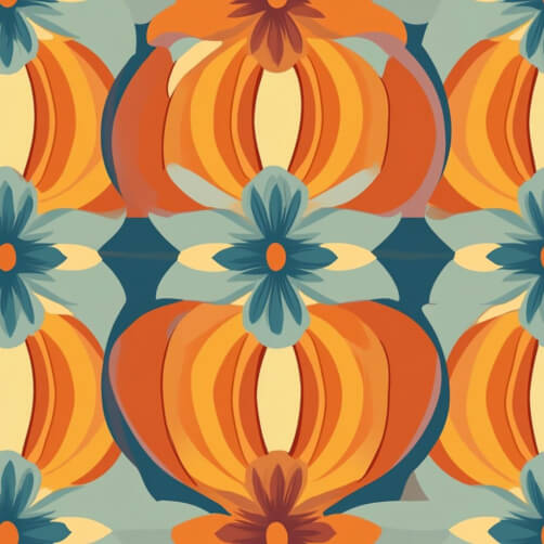 Buntes abstraktes Muster mit Kürbissen und Blumen Buntes abstraktes Muster mit Kürbissen und Blumen thumbnail