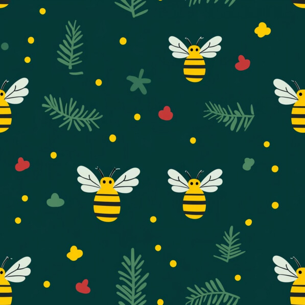 Whimsical Bee Pattern on Green Background Whimsical Bee Pattern on Green Background thumbnail