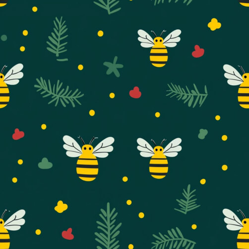 Whimsical Bee Pattern on Green Background Whimsical Bee Pattern on Green Background thumbnail