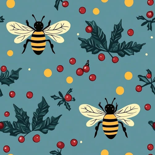 Whimsical Bees and Holly Pattern Whimsical Bees and Holly Pattern thumbnail