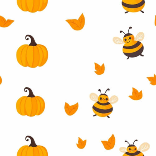 Autumn Pattern with Pumpkins and Bees Autumn Pattern with Pumpkins and Bees thumbnail