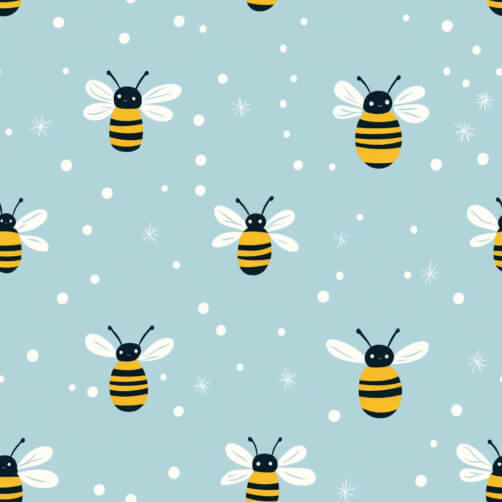Cartoon Bees Pattern on Blue Background Cartoon Bees Pattern on Blue Background thumbnail