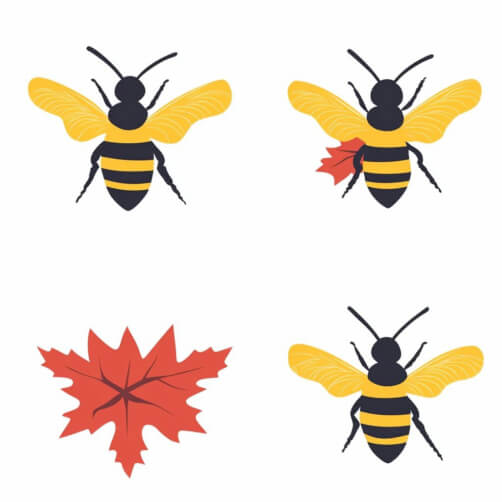 Stylized Bees and Maple Leaf Stylized Bees and Maple Leaf thumbnail