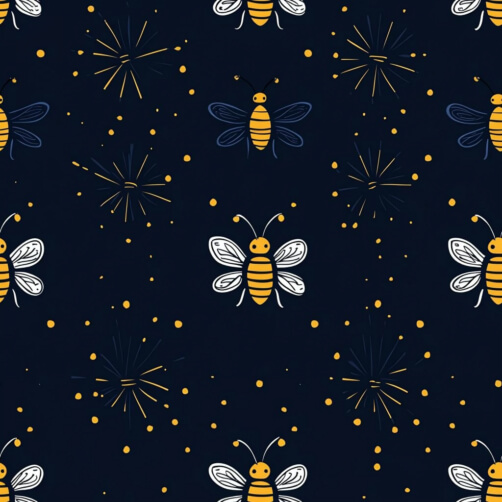 Whimsical Bee Pattern on Dark Background Whimsical Bee Pattern on Dark Background thumbnail
