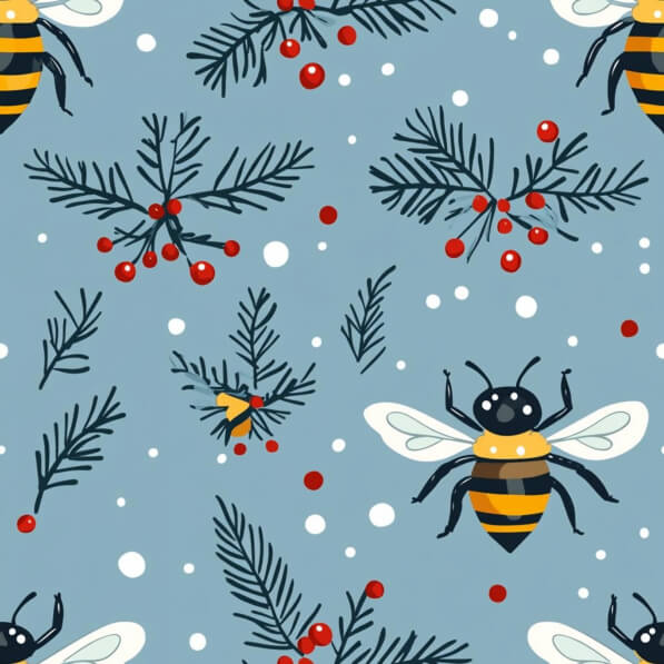 Festive Bee and Evergreen Pattern Festive Bee and Evergreen Pattern thumbnail
