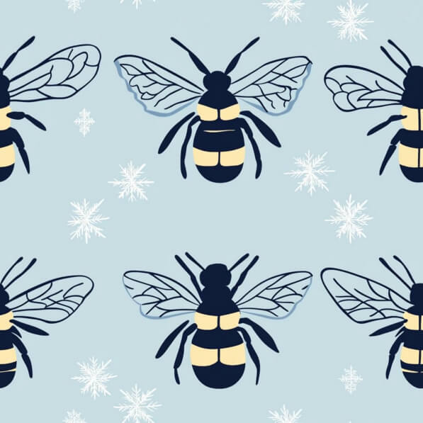 Stylized Bees Pattern with Snowflakes Stylized Bees Pattern with Snowflakes thumbnail