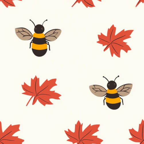 Whimsical Pattern of Bees and Maple Leaves Whimsical Pattern of Bees and Maple Leaves thumbnail
