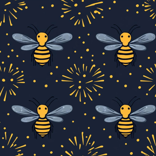 Playful Bee Pattern on Dark Background Playful Bee Pattern on Dark Background thumbnail