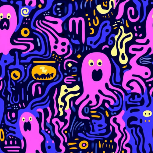 Buntes abstraktes Design mit Cartoon-Oktopussen Buntes abstraktes Design mit Cartoon-Oktopussen thumbnail