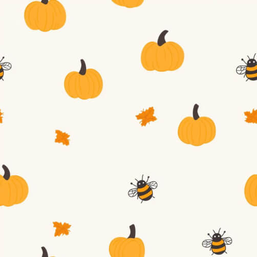 Autumn-themed pattern with pumpkins and bees Autumn-themed pattern with pumpkins and bees thumbnail