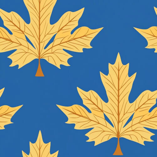 Muster von gelben Ahornblättern auf blauem Hintergrund Muster von gelben Ahornblättern auf blauem Hintergrund thumbnail