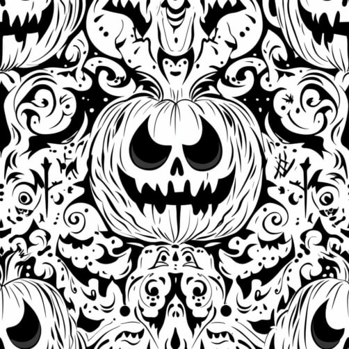 Spooky Halloween Muster mit Kürbissen und Schädeln Spooky Halloween Muster mit Kürbissen und Schädeln thumbnail