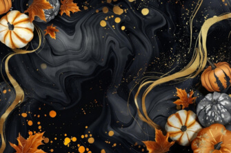 Autumn Pumpkins and Leaves on Marbled Background Autumn Pumpkins and Leaves on Marbled Background thumbnail