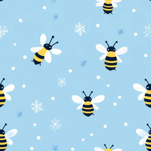 Playful Bee Pattern with Snowflakes Playful Bee Pattern with Snowflakes thumbnail