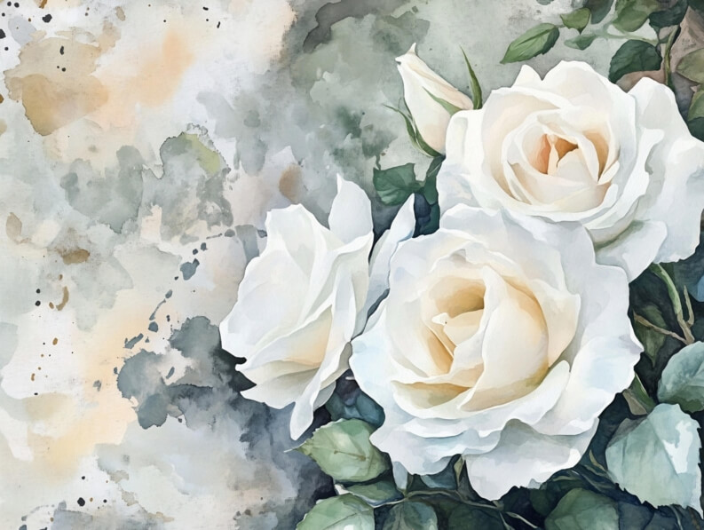 White Roses Thumbnail Download Watercolor Painting of White Roses Backgrounds Online ...