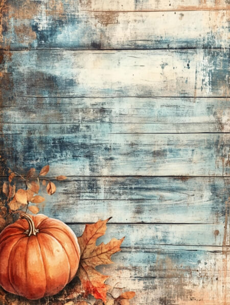 Download Autumn Pumpkin on Rustic Blue Wood Background Backgrounds ...