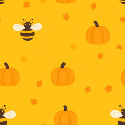 Autumn Pattern with Pumpkins and Bees Autumn Pattern with Pumpkins and Bees thumbnail