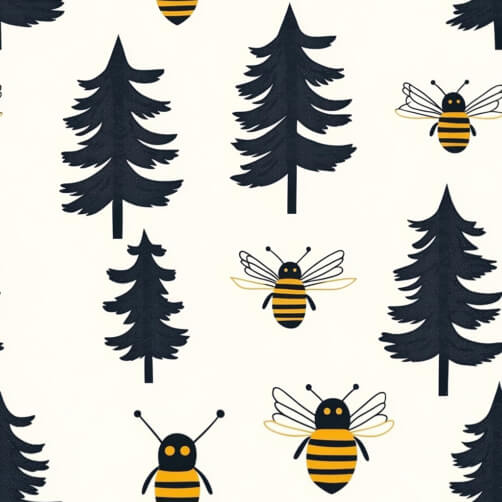 Playful Pattern of Trees and Bees Playful Pattern of Trees and Bees thumbnail