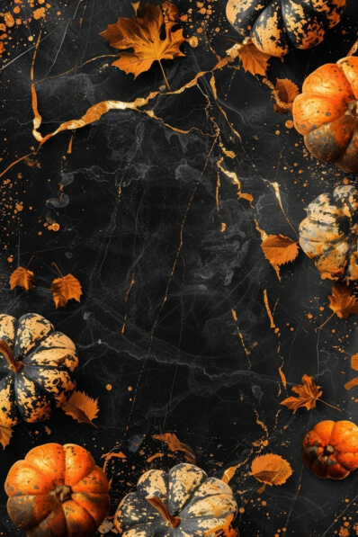 Download Autumn Pumpkins and Leaves on Dark Background Backgrounds ...