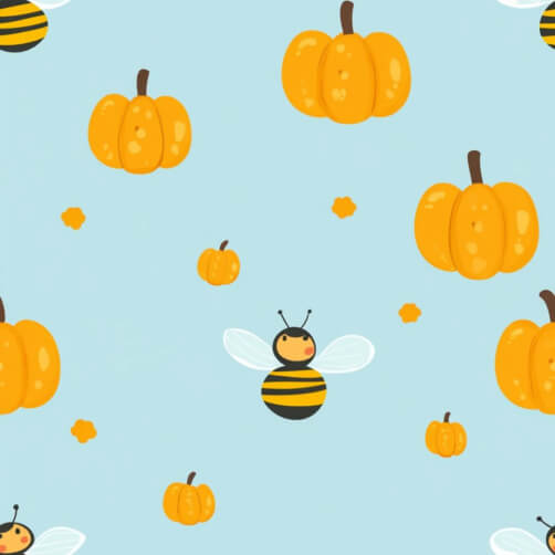 Whimsical Pattern of Pumpkins and Bees Whimsical Pattern of Pumpkins and Bees thumbnail