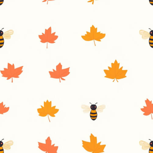 Autumn Pattern with Bees and Leaves Autumn Pattern with Bees and Leaves thumbnail