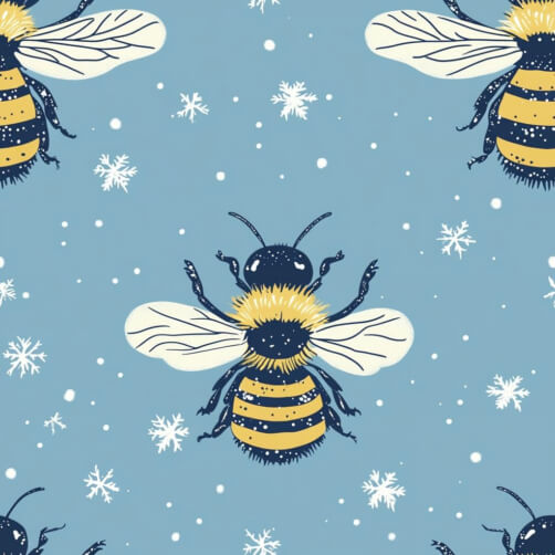 Whimsical Bee Pattern with Snowflakes Whimsical Bee Pattern with Snowflakes thumbnail